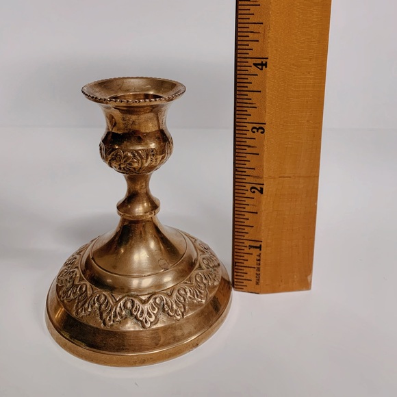 Vintage Brass Candlesticks with Ornate Detail - Picture 5 of 5